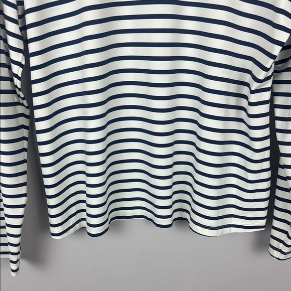 Lands' End UPF 50 Long Sleeve Relaxed Rash Guard White/Deep Sea Stripe Size L - Picture 6 of 9